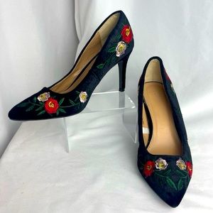 a new day Black Floral Heels